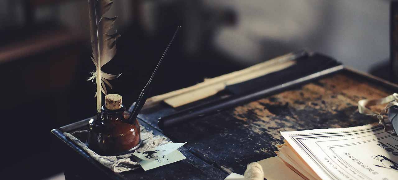 Ink and quill.