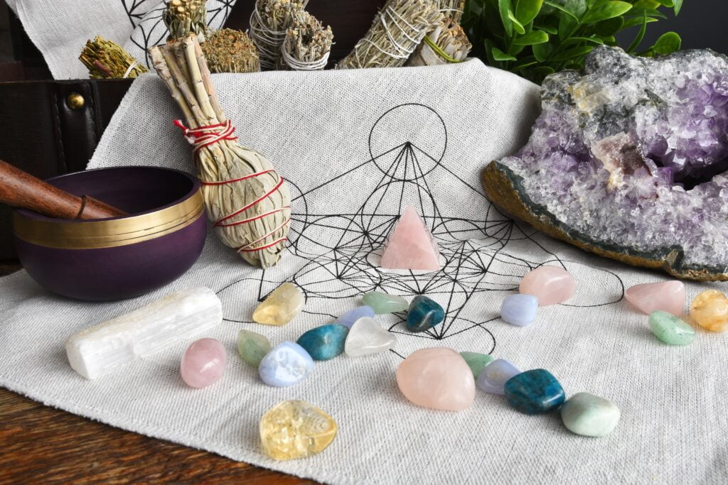 Wolf moon crystal grid